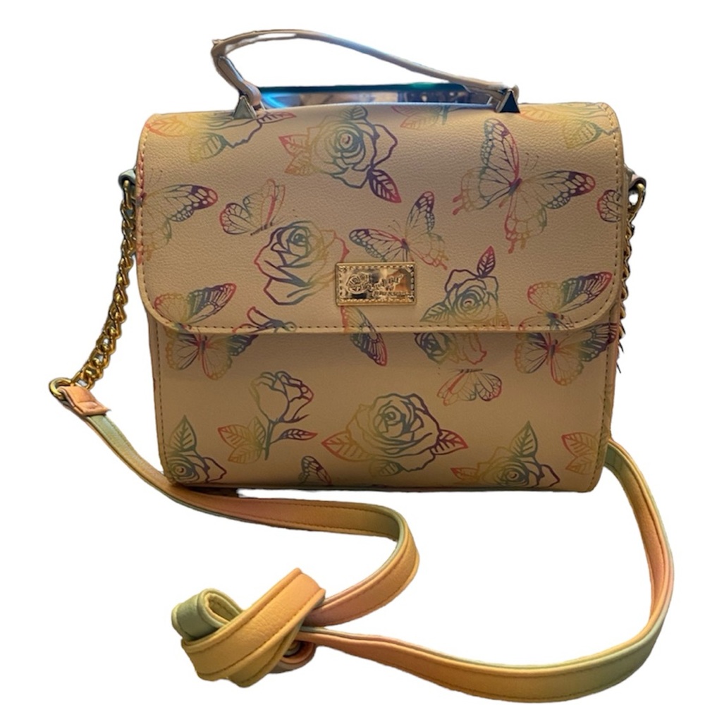 Betsey Johnson Butterfly Rose Crossbody purse. Approx. 8.5" x 8" × 5". Used once